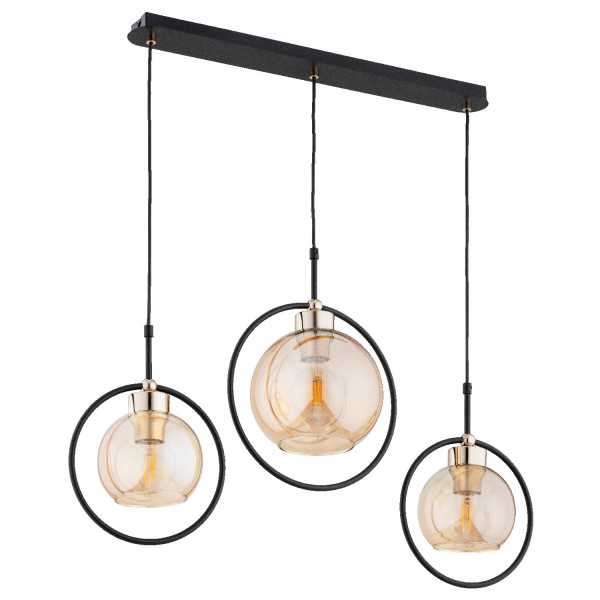 Lampa wisząca czarno-bursztynowy-złota DELSI 3xE27x15W Alfa