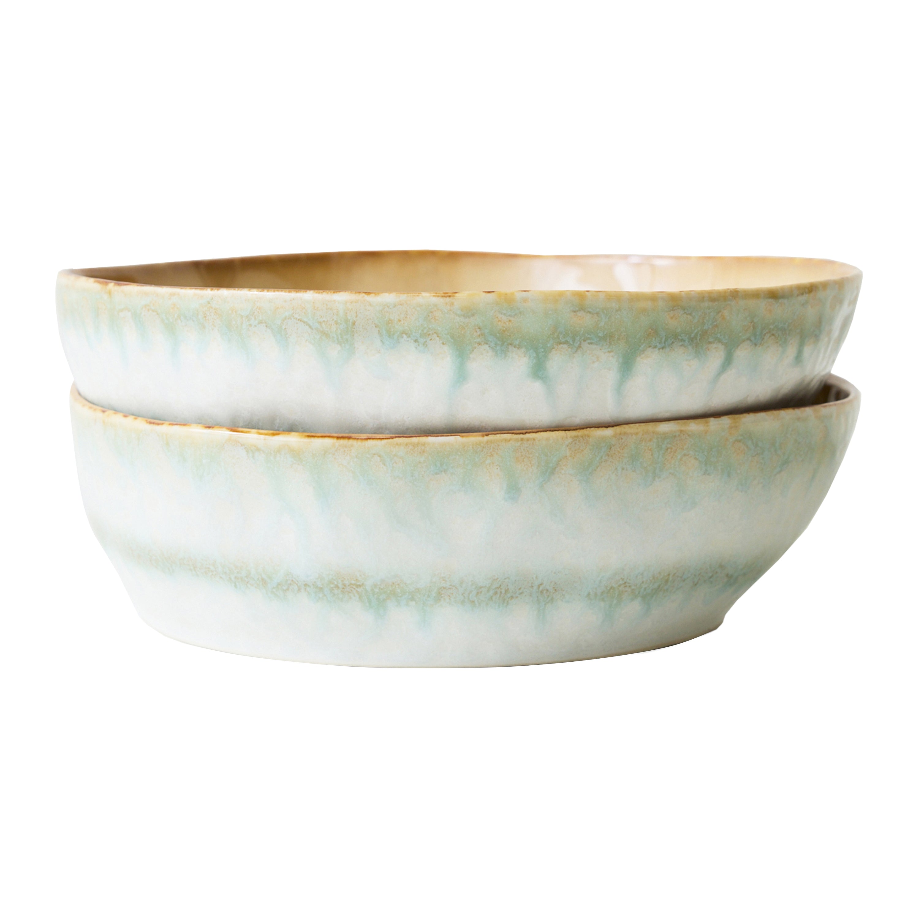 HKliving 70's Ceramics Pastaborden - Set van 2 - Petal