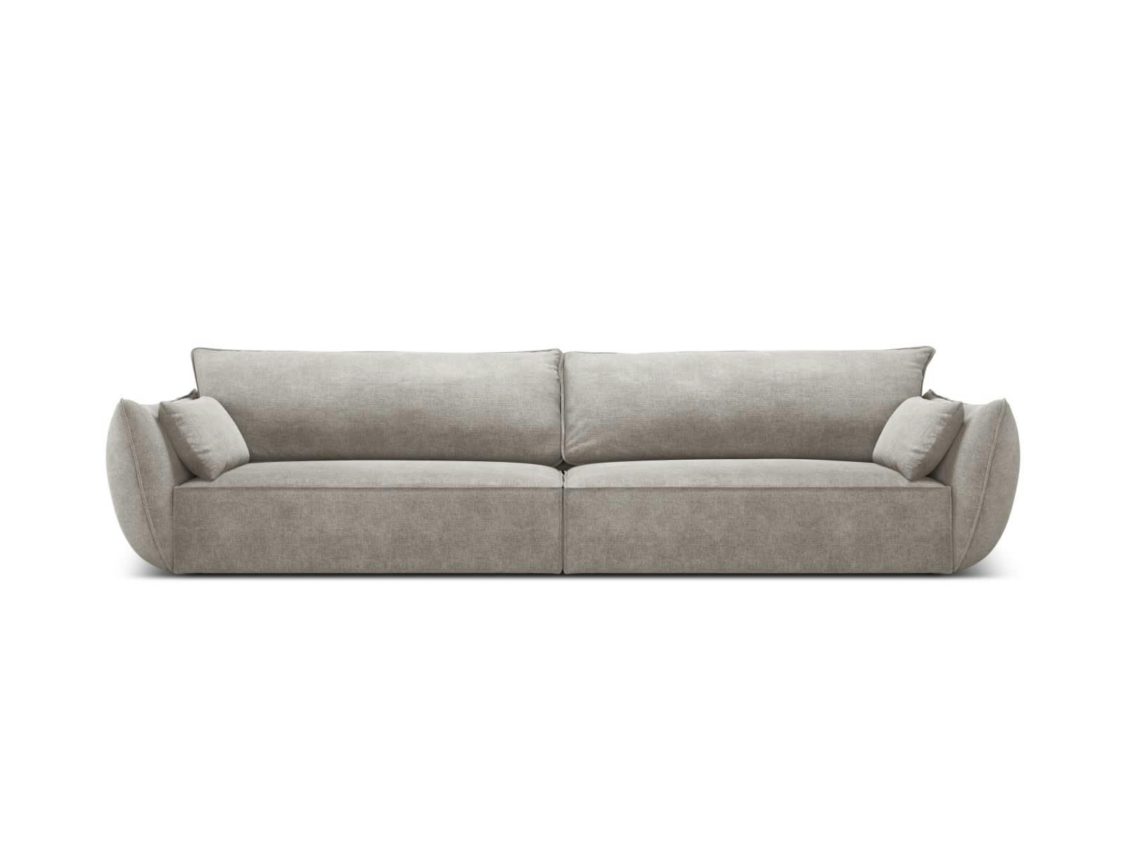 KAELLE - Canapé 4 places en tissu chenille gris clair