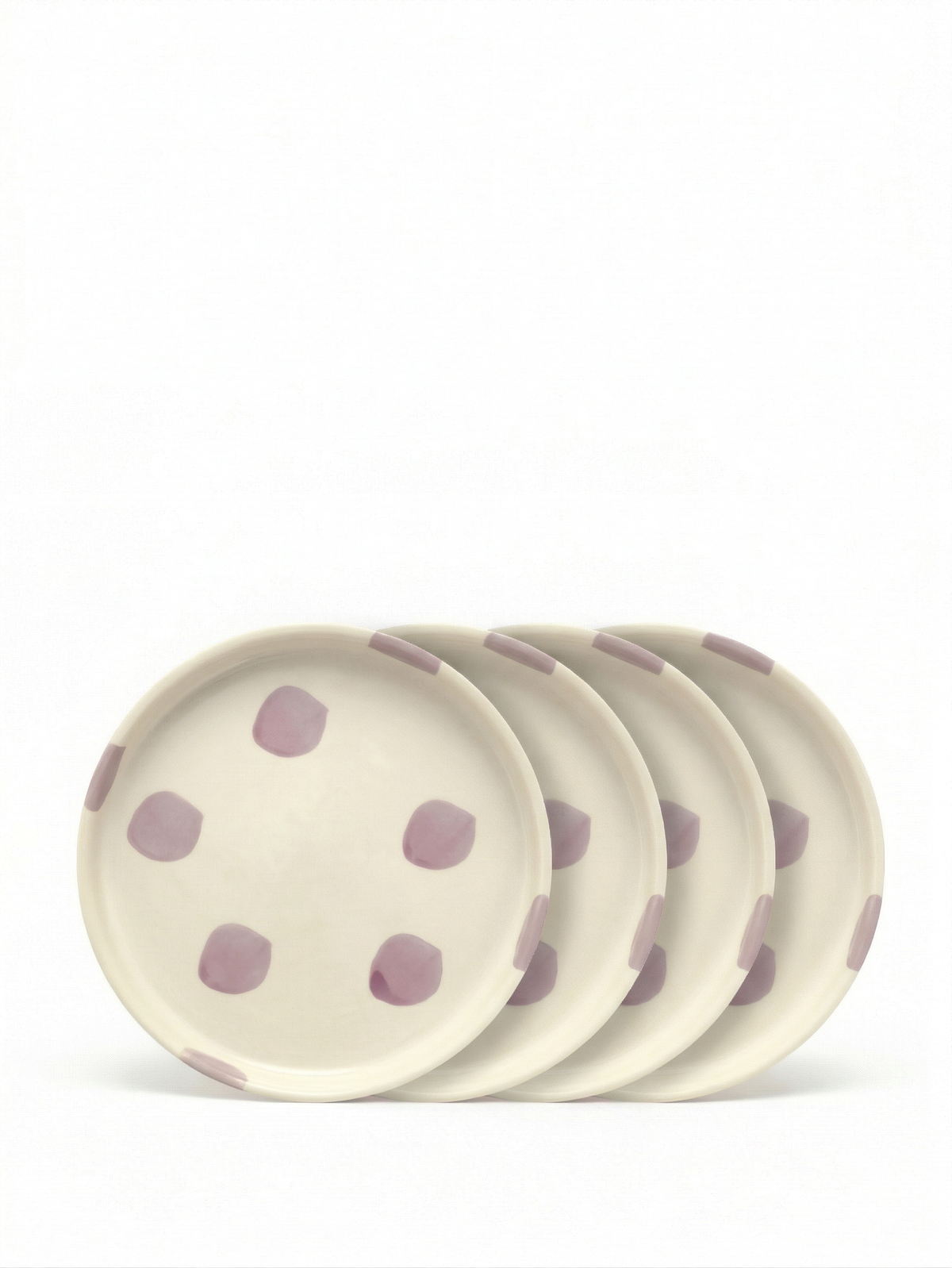 vtwonen - Gebaksbord - Stippen - Lila - Keramiek - 13cm - Set van 4