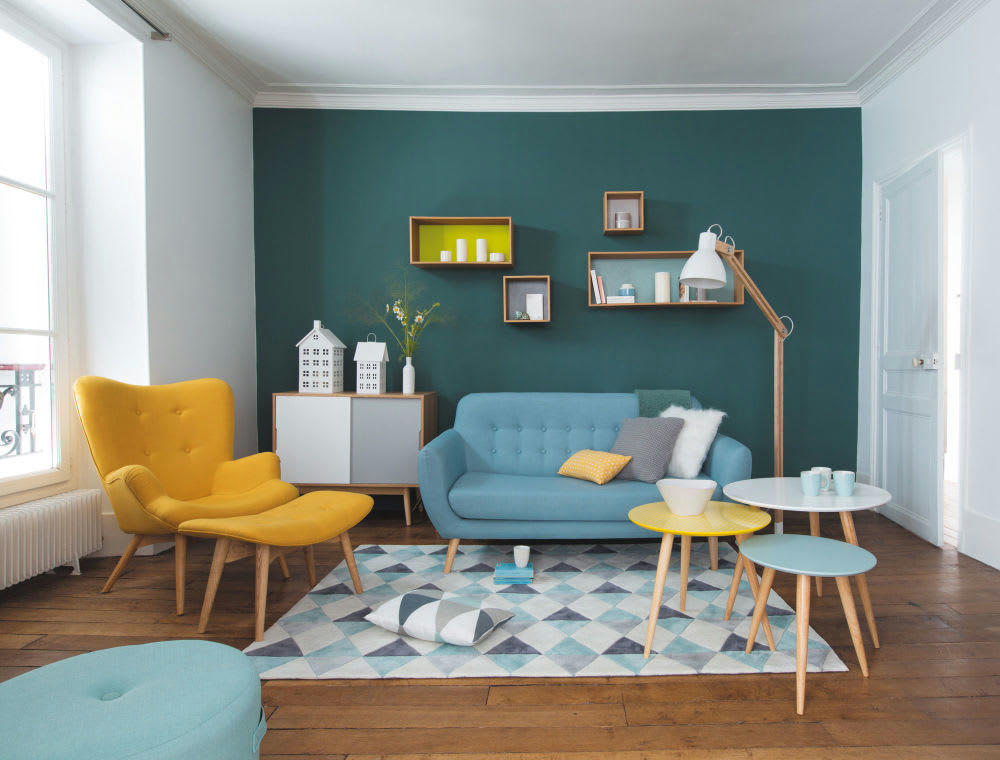 Iceberg - Pouf repose-pieds style scandinave jaune