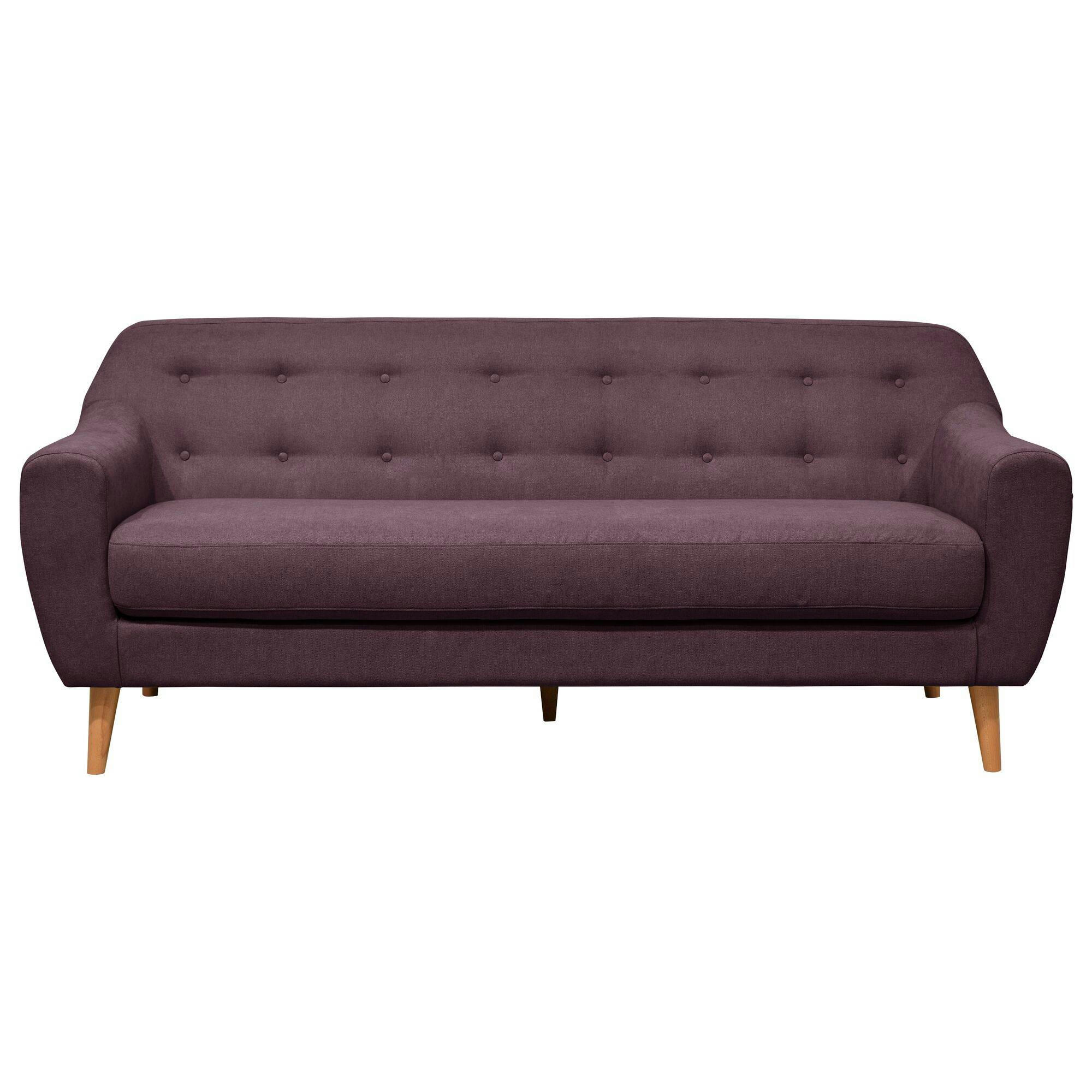 AGATHE - Canapé fixe en tissu 3 places prune