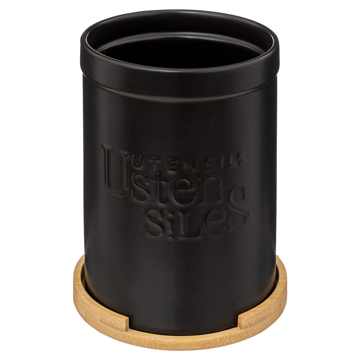 Caixa para utensílios NATUREO preta com base em bambu