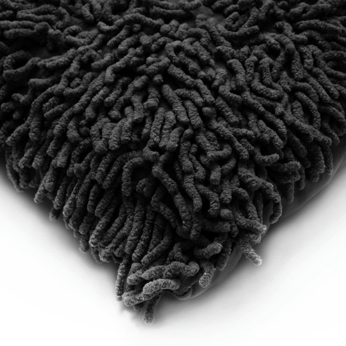 SHAGGY - Coussin en coton seventies noir 40x40