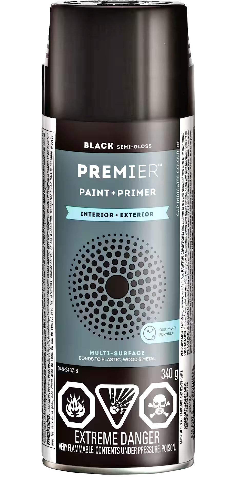 Premier Interior/Exterior Multi-Surface Aerosol Spray Paint & Primer, Semi-Gloss, 340-g