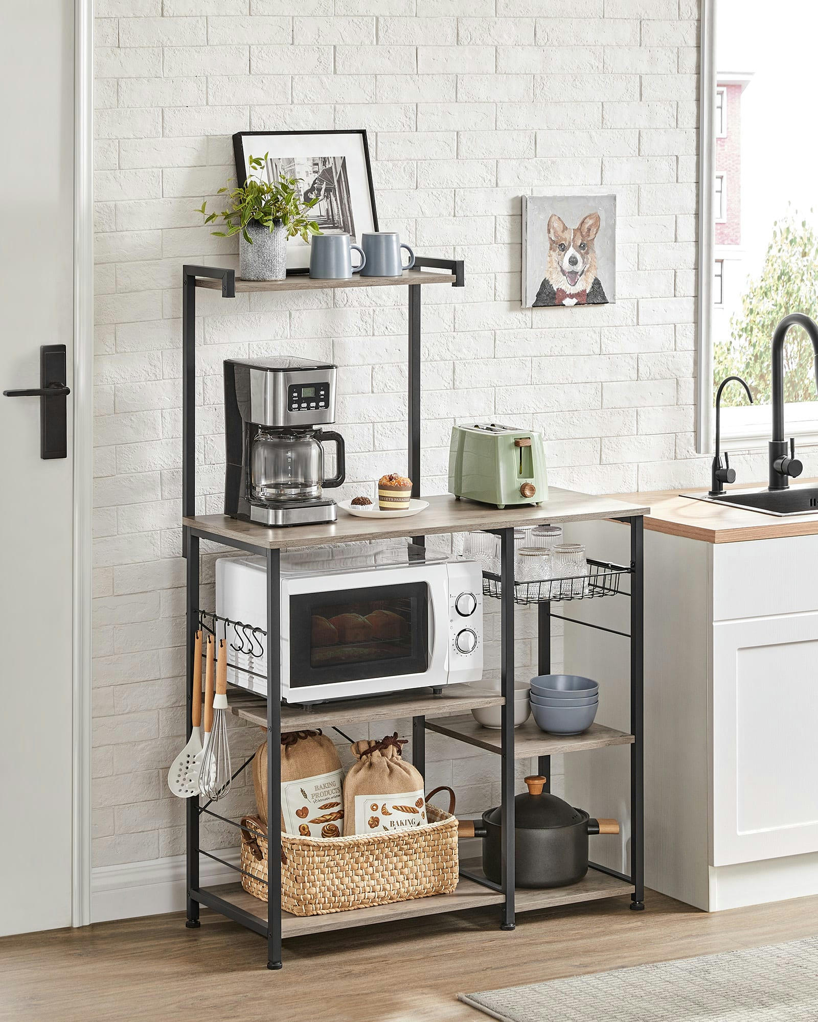 - Étagère de cuisine style industriel effet bois grège