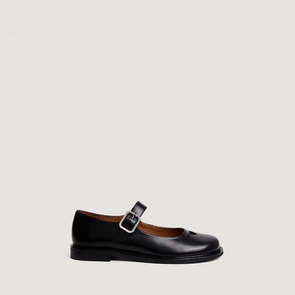 Ballerines à bridesen cuir noir | DOUCELINE