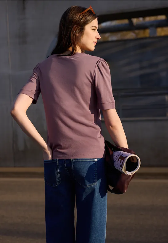 T-Shirt mit Rundhals und Puffärmeln