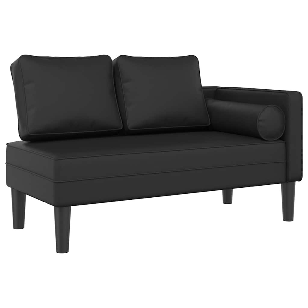 Szezlong Czarny Tapicerowany Leżanka Sofa Fotel Łóżko Sztuczna Skóra
