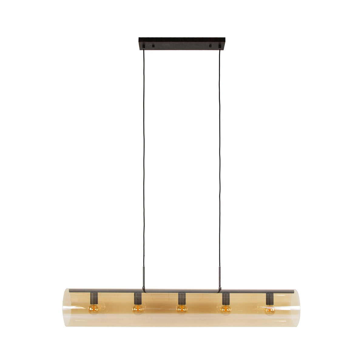 Giga Meubel Hanglamp Tube - Amber Glas - 5-Lichts - 120x20x150cm