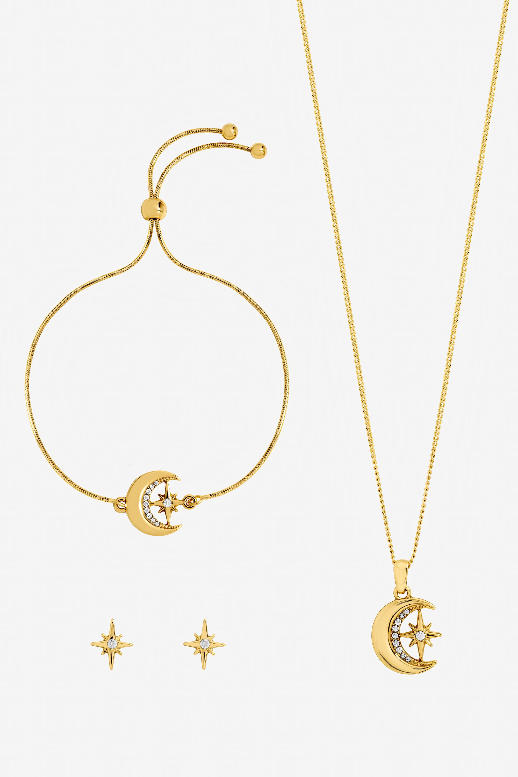Jon Richard Gold Plated Crystal and Moon Trio Set - Gift Box