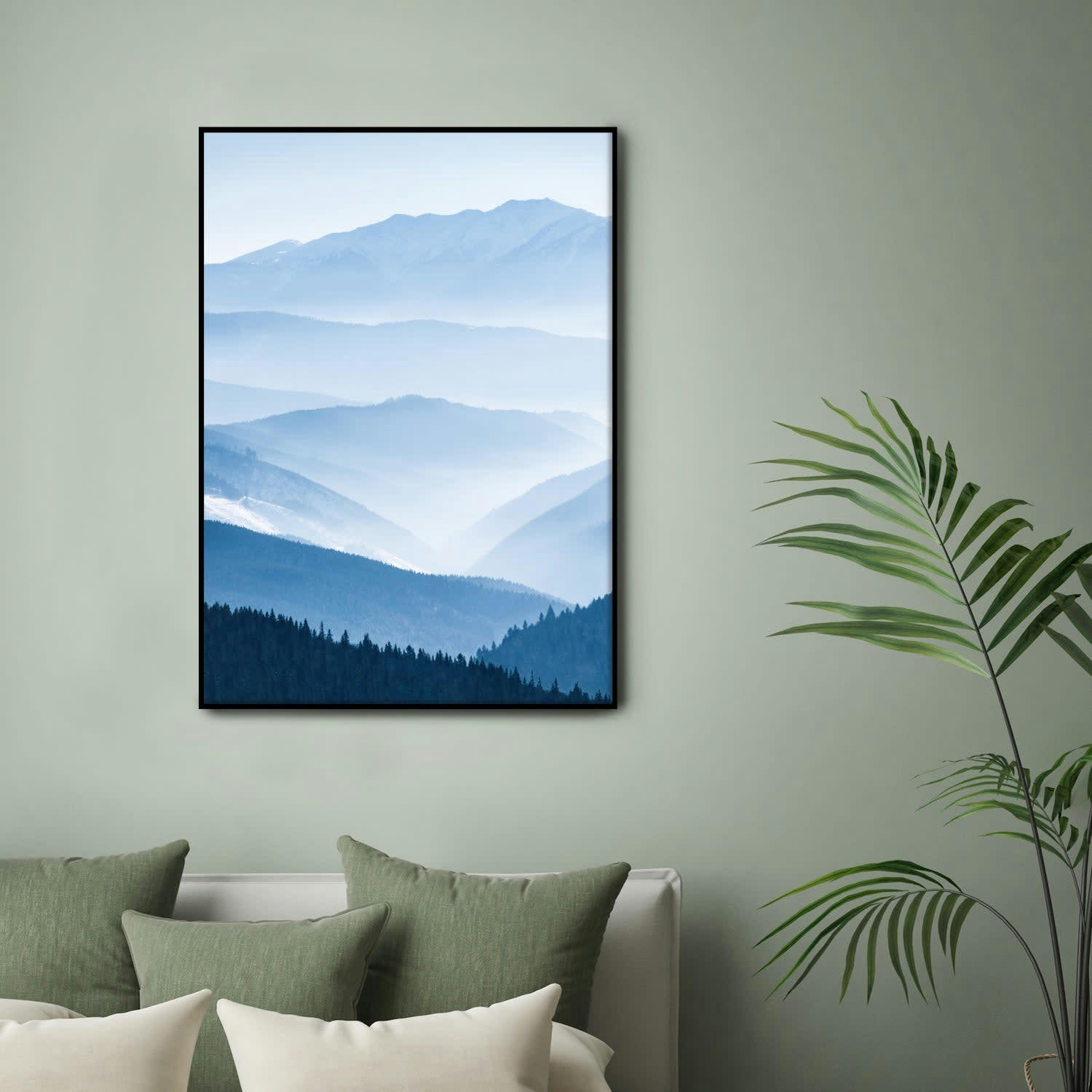 MONTAÑA - Affiche avec cadre noir - Paysage avec Blue Mountains - 30x40
