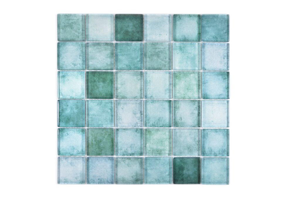 MOSAIKK SQUARE MIX GRØNN KRYSTALL 4,8X4,8CM