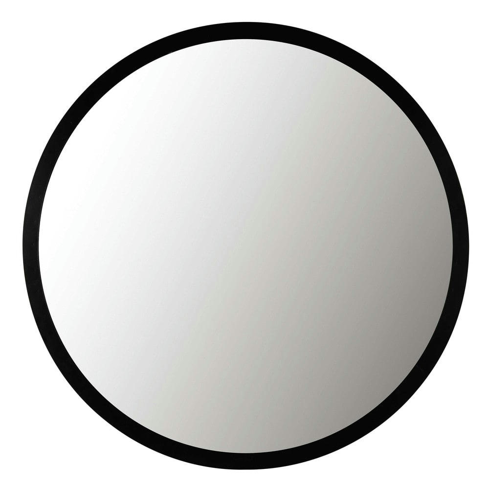 Stratford - Miroir rond en métal noir D159