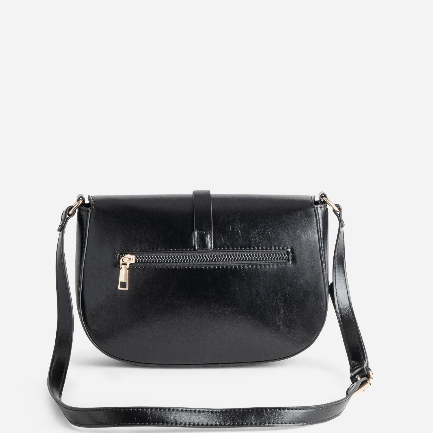 Sac bandoulière noir détails anneaux