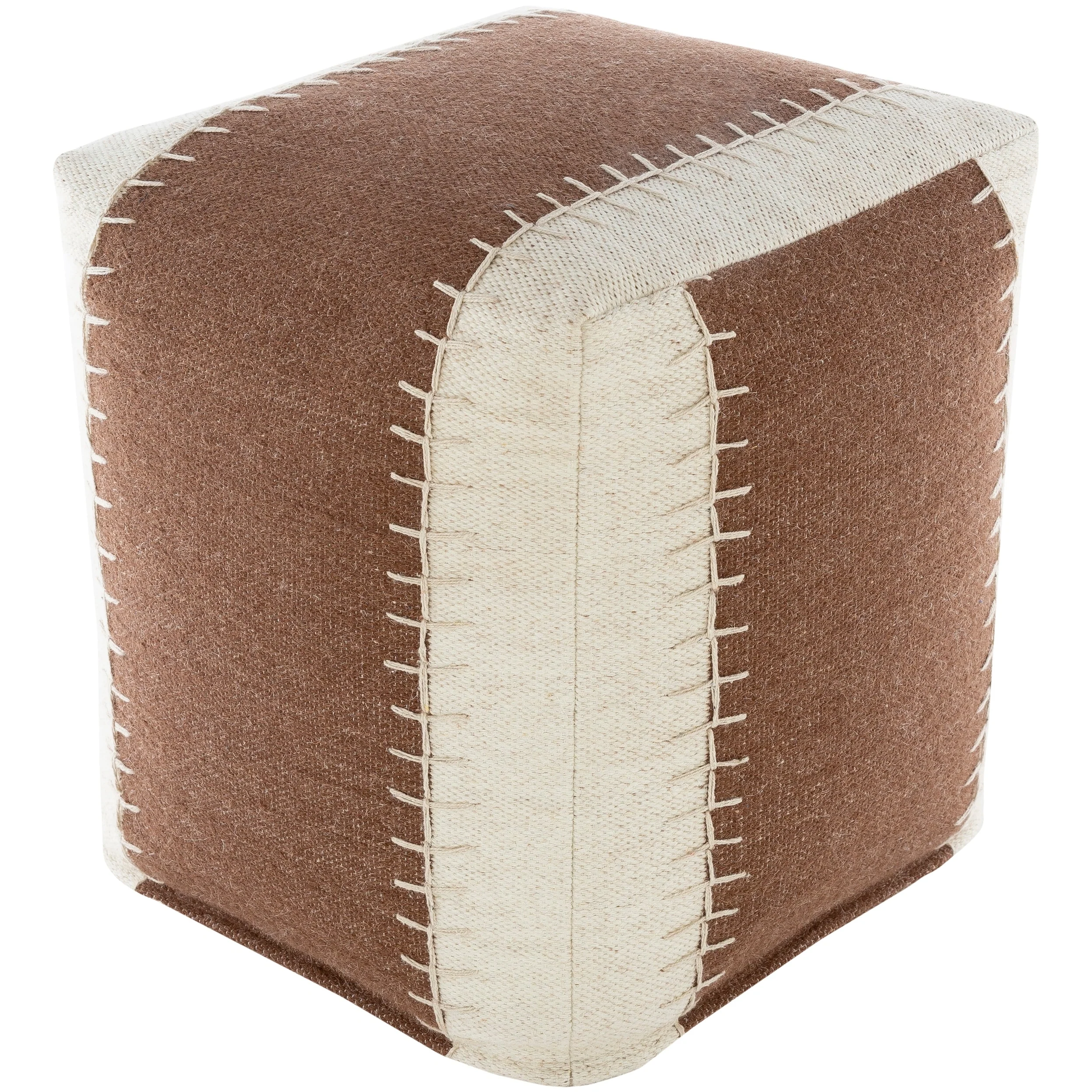 Yianni Farmhouse Stripe 16-inch Square Pouf