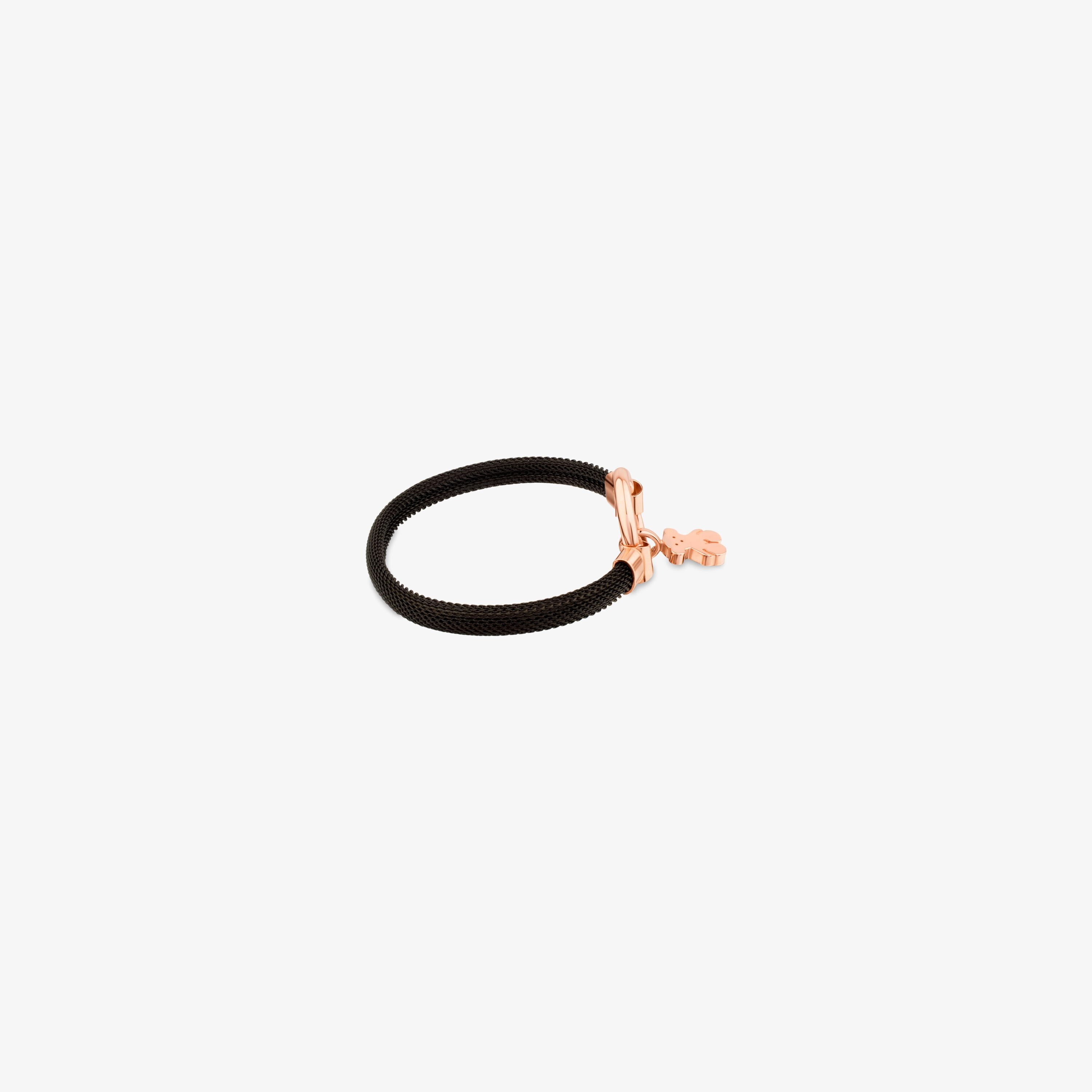 Pulsera mediana con baño de oro rosa 18 kt sobre plata y acero IP negro Hold