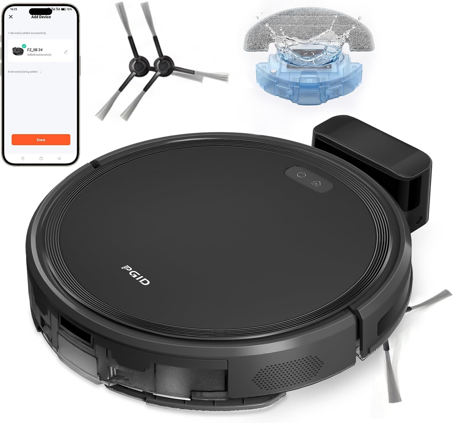 Robot Vacuum and Mop Combo, 2 in 1 Mopping Robotic Vacuum Cleaner w Schedule,Robot Vacuum Self Emptying App/Remote,5000Pa Strong Suction, Slim, Ideal for Hard Floor, Pet Hair (F7s)