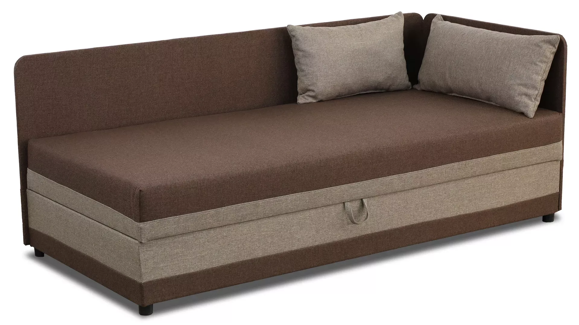 Tapczan łóżko jednoosobowe Hirek 90x200 Brązowe/Beżowe