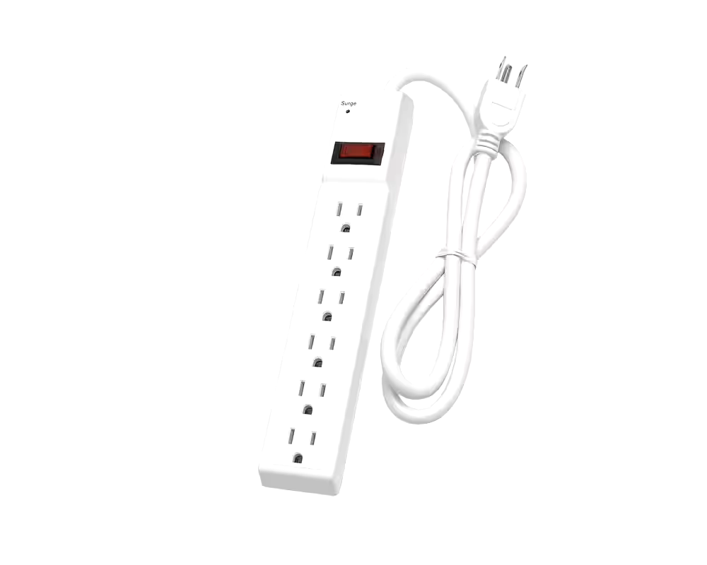Certified 6-Outlet Surge Protector Power Bar, 3-ft cord, 350 Joules, White