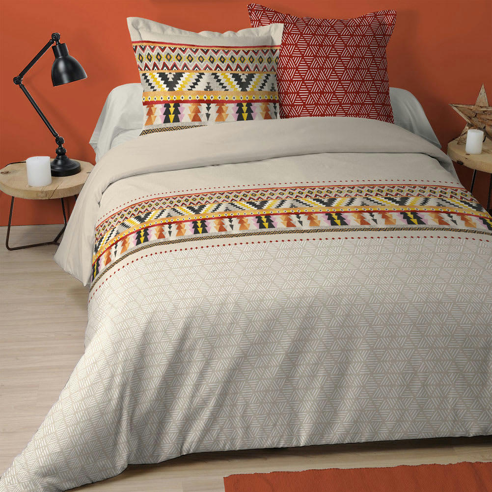 PUEBLA - Parure de lit en coton beige 240x260cm