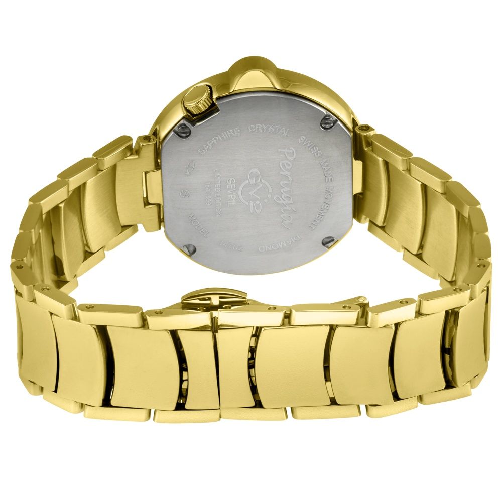 GV2 Perugia Diamond Watch, IPYG Case, Silver/White Dial Watch