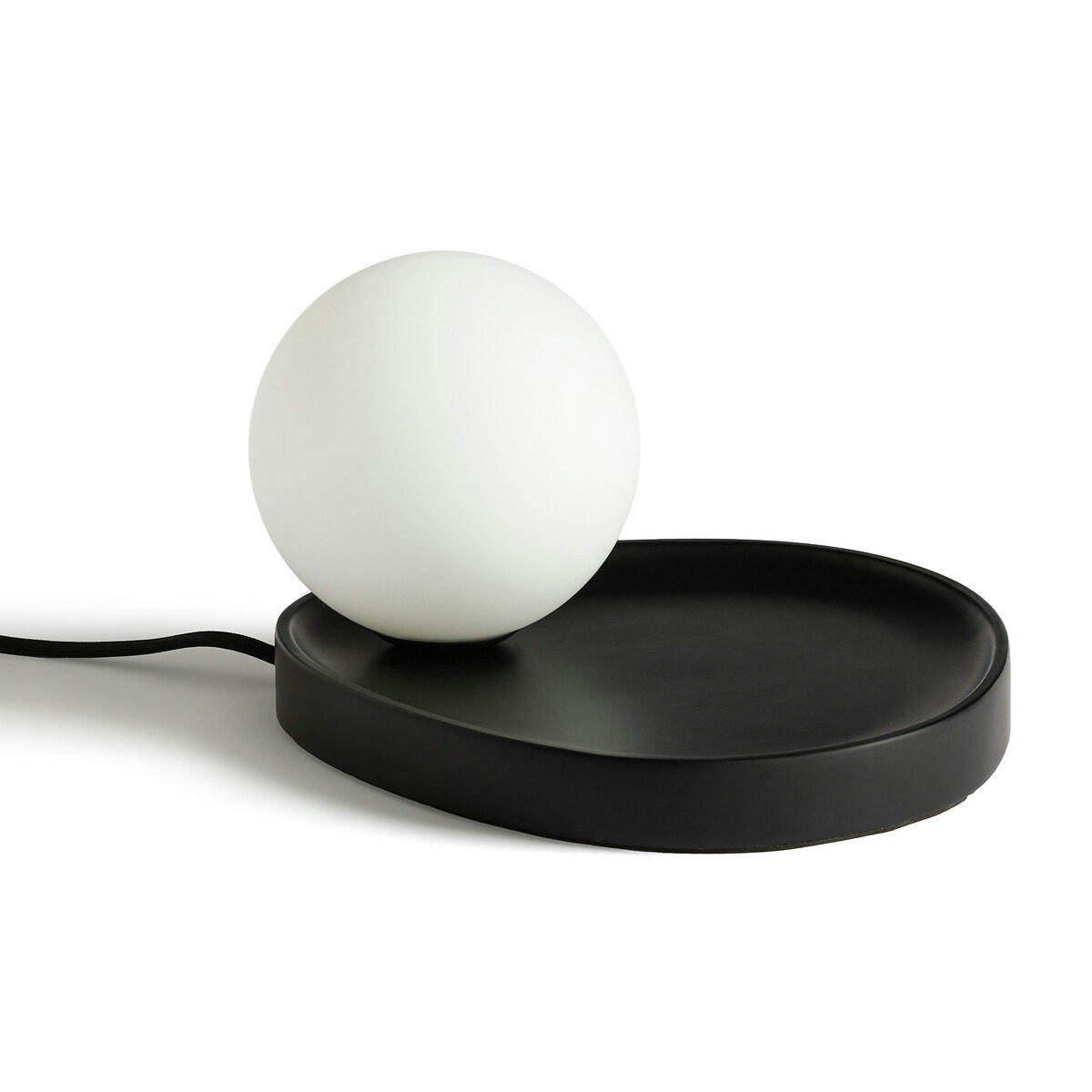 Lampe à poser, globe opaline, Hannasta