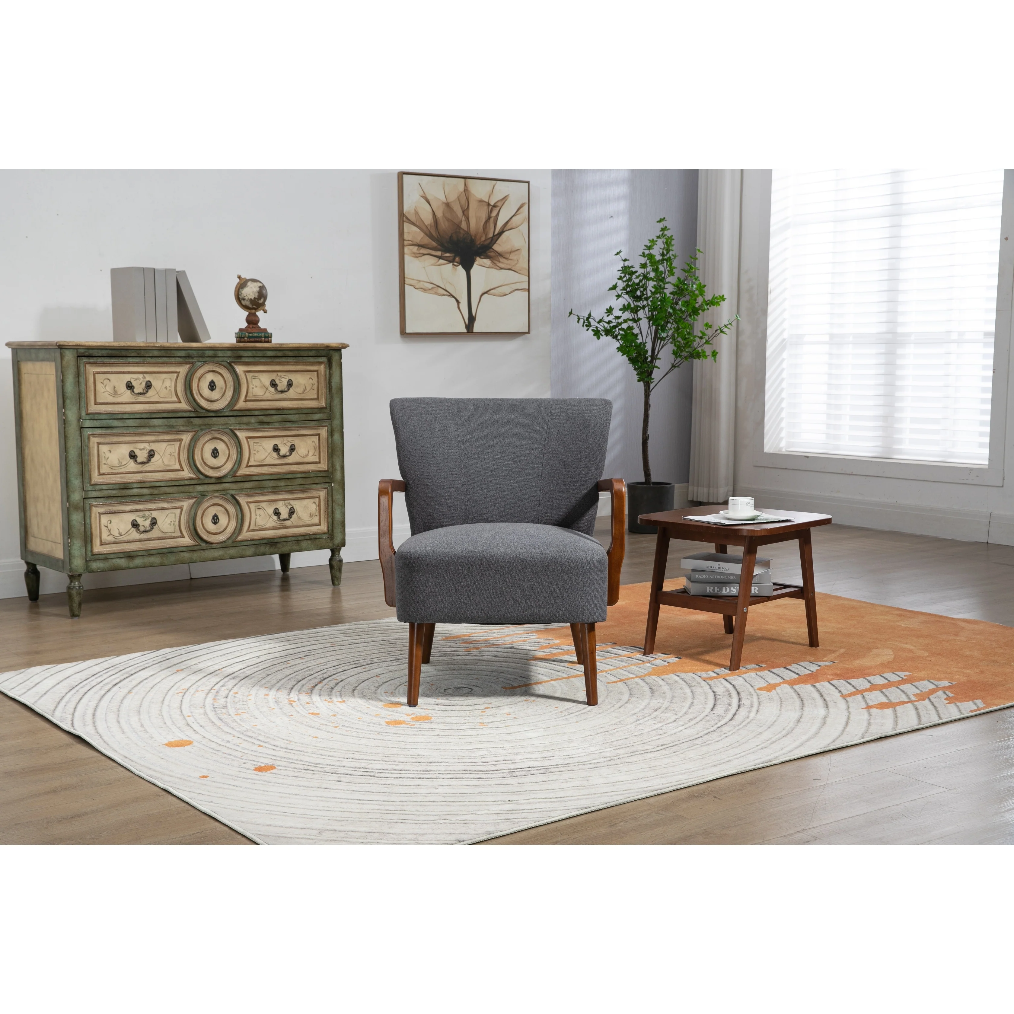 Velvet Upholstered Wood Frame Modern Accent Lounge Chair