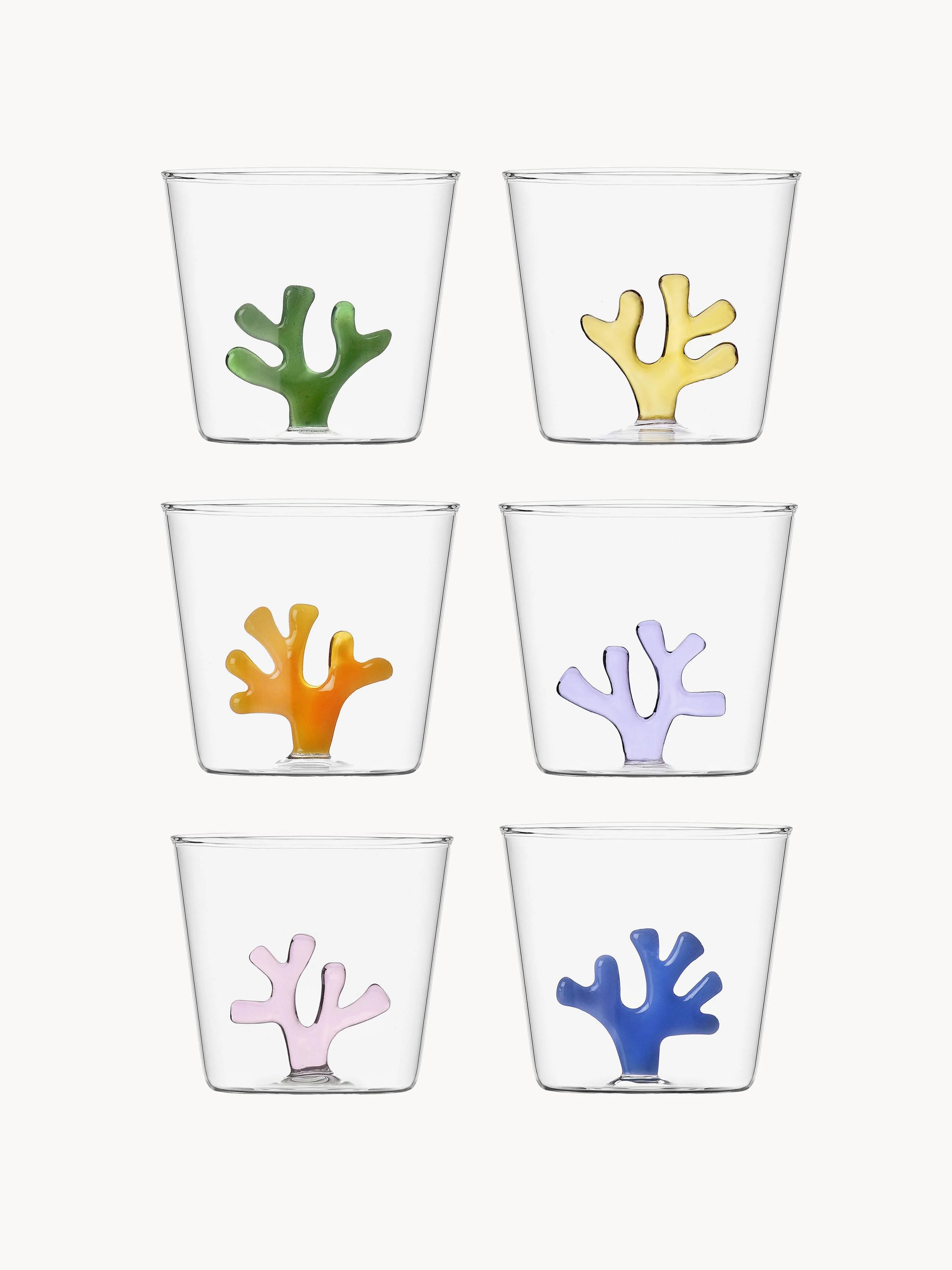 Handgefertigte Trinkgläser Coral Reef aus Borosilikatglas, 6er-Set