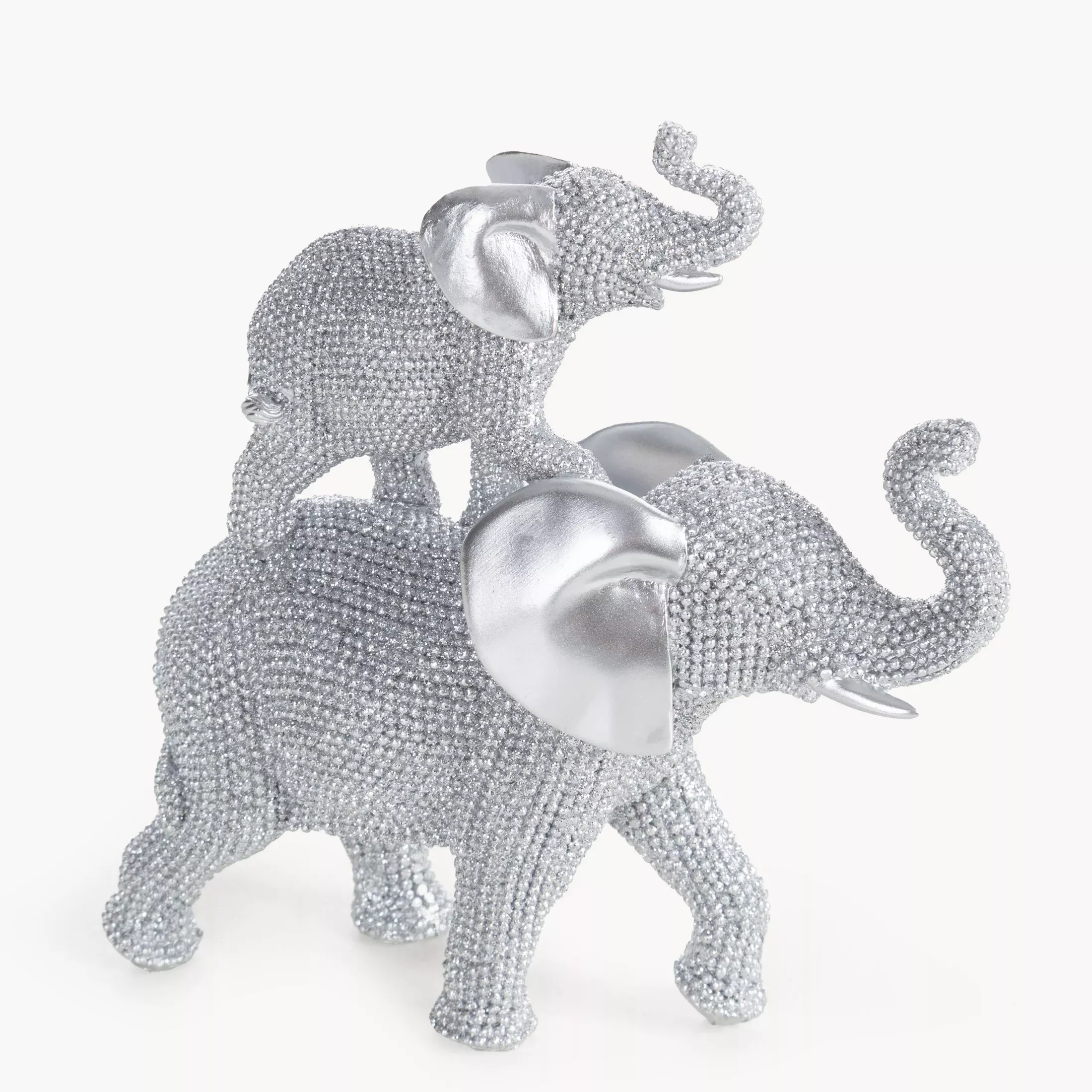 Figurka srebrna w kształcie słonia o drobnym strukturalnym wzorze 17x6x17 cm ELDO
