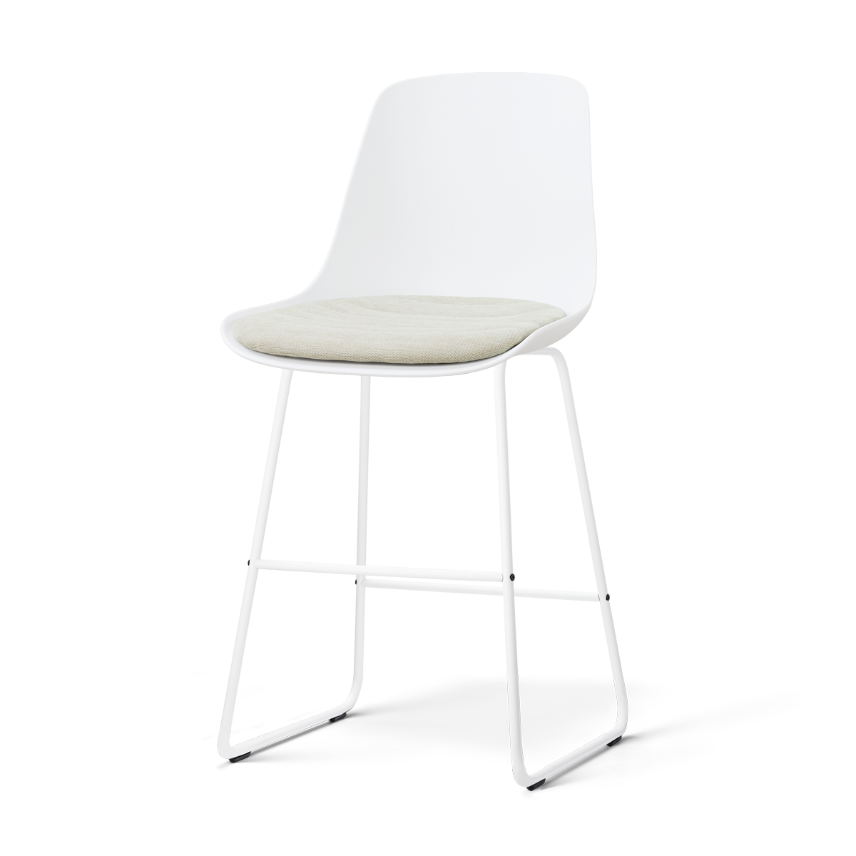 Nolon Nino-Liv Barkruk Wit met Naturelbeige Zitkussen Witte Poten 65 Cm