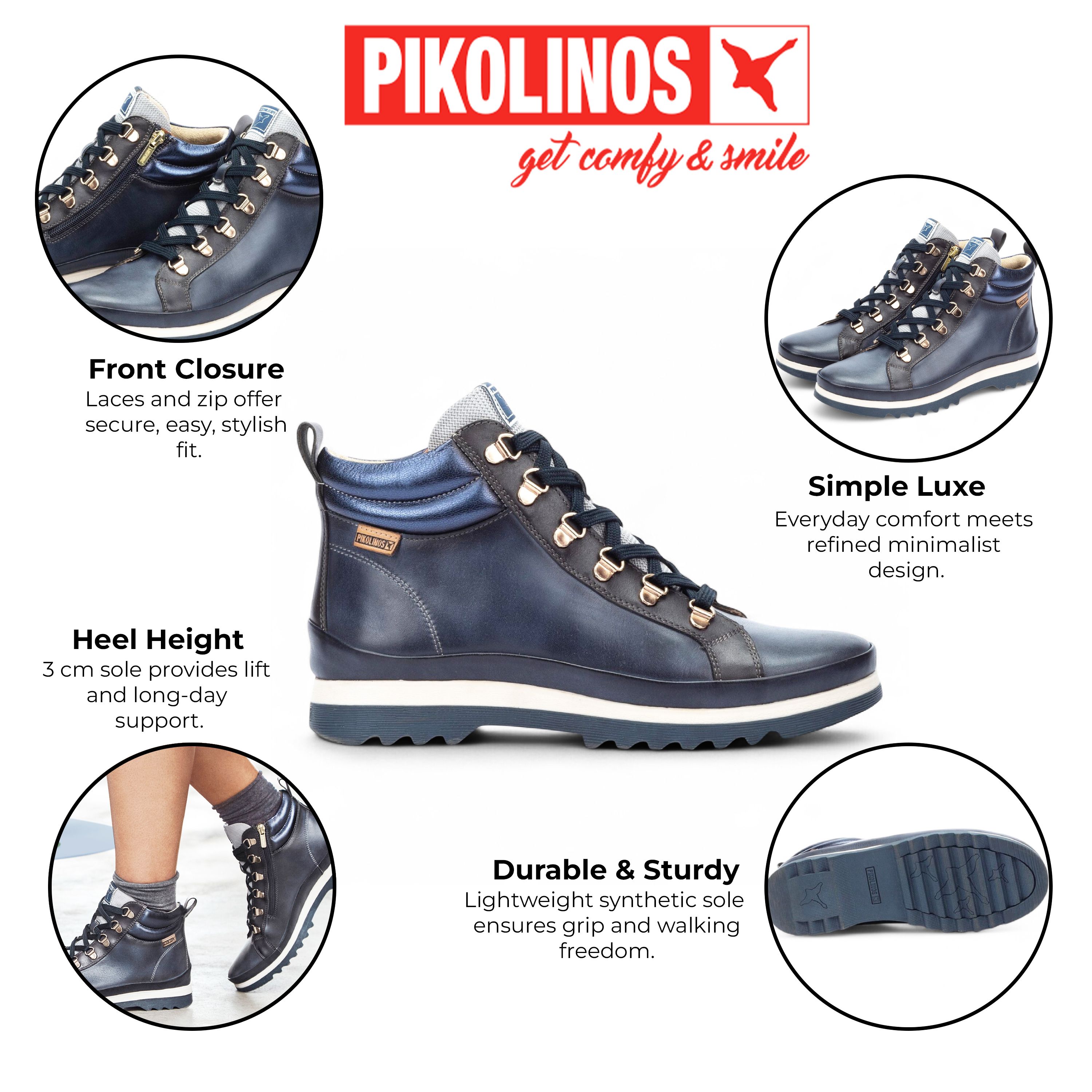Infinity Leather Pikolinos Leather Ankle Trainers Boots - Vigo