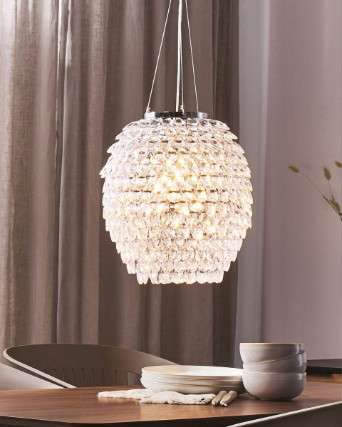 Lampa wisząca chromowana kryształowa