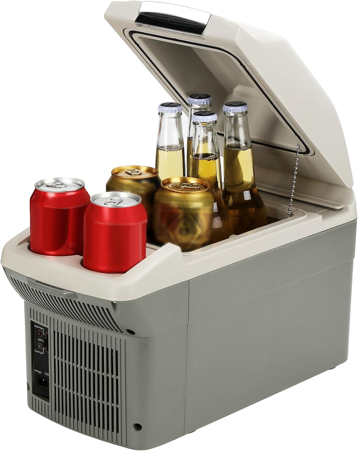 ICEROVER 12V Car Refrigerator Cooler/Warmer 8 Quart (9L) 40℉~140℉,12 Volt DC &110V AC, Electric Car Fridge Portable Compact Camping Cooler Thermoelectric 12V Small Fridge for Car, RV, Camping (Grey)
