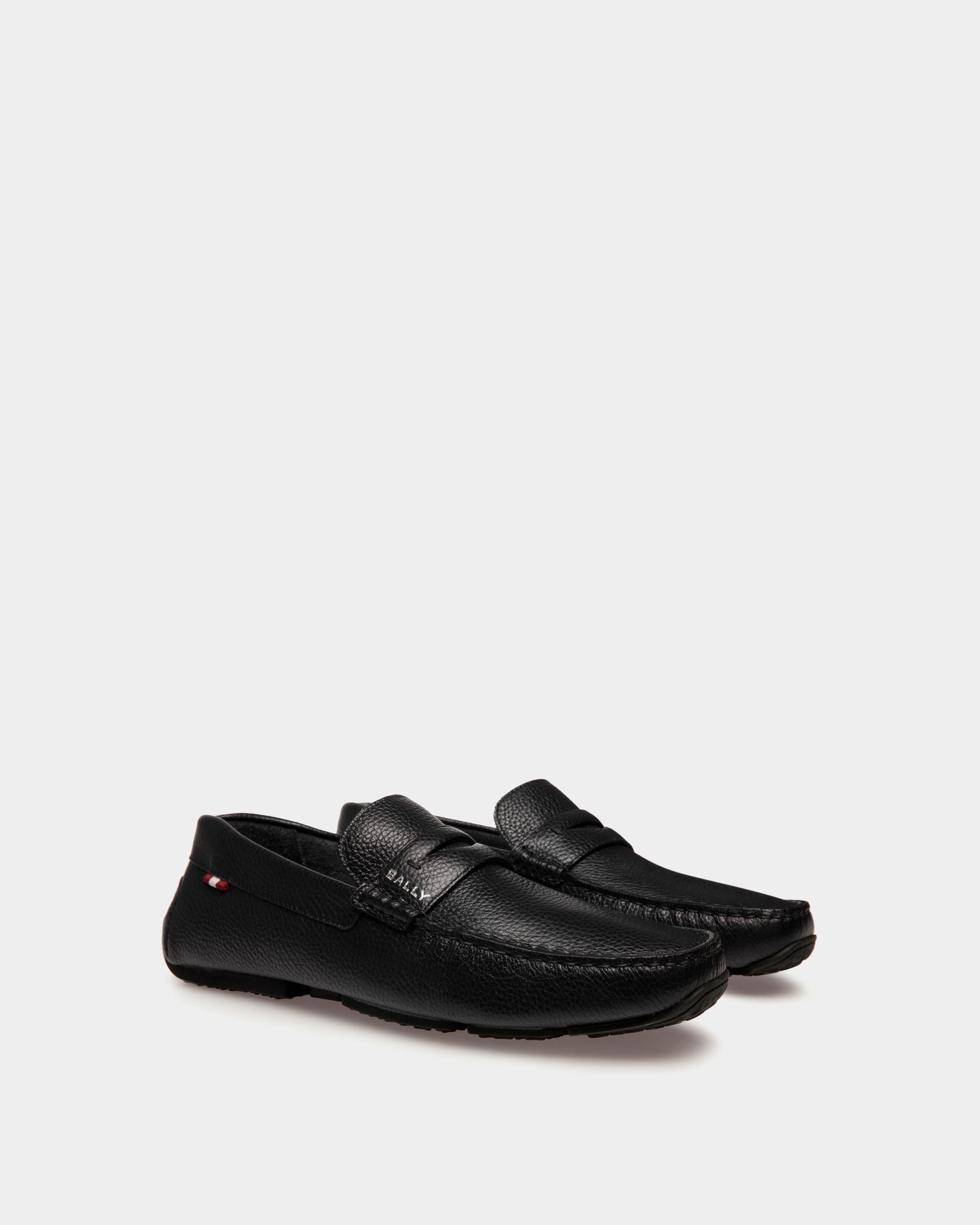 Pilot Driver-Schuh Aus Genarbtem Leder In Schwarz