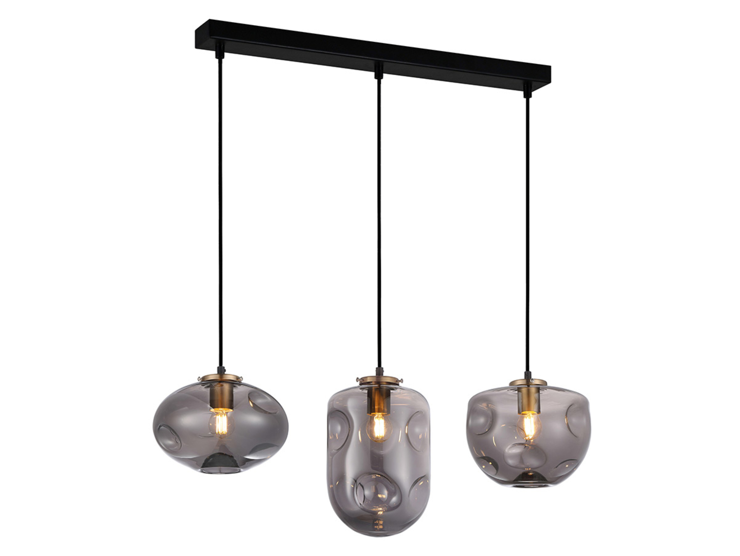Lampa wisząca Hatella 3-punktowa szklana czarno-złota