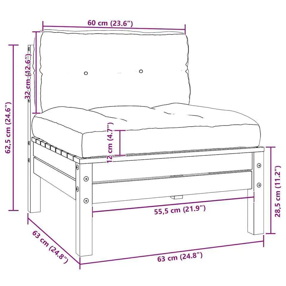 vidaXL - Loungeset - Zwart - Grenenhout - 3 stuks - Met kussens