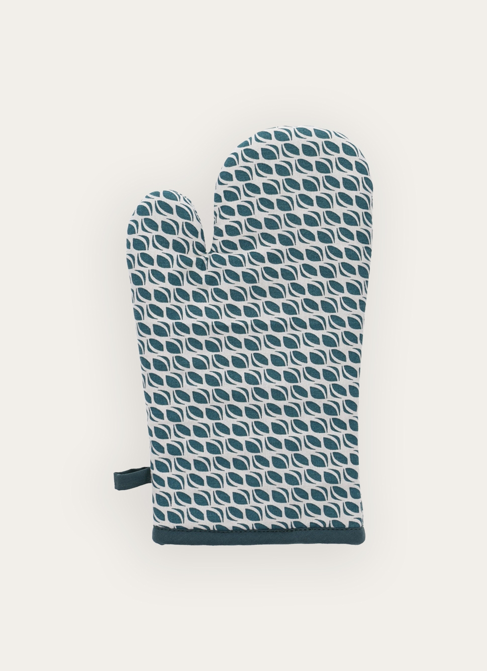 GANT DE CUISINE EN COTON IMPRIMÉ BLANC/MARINE