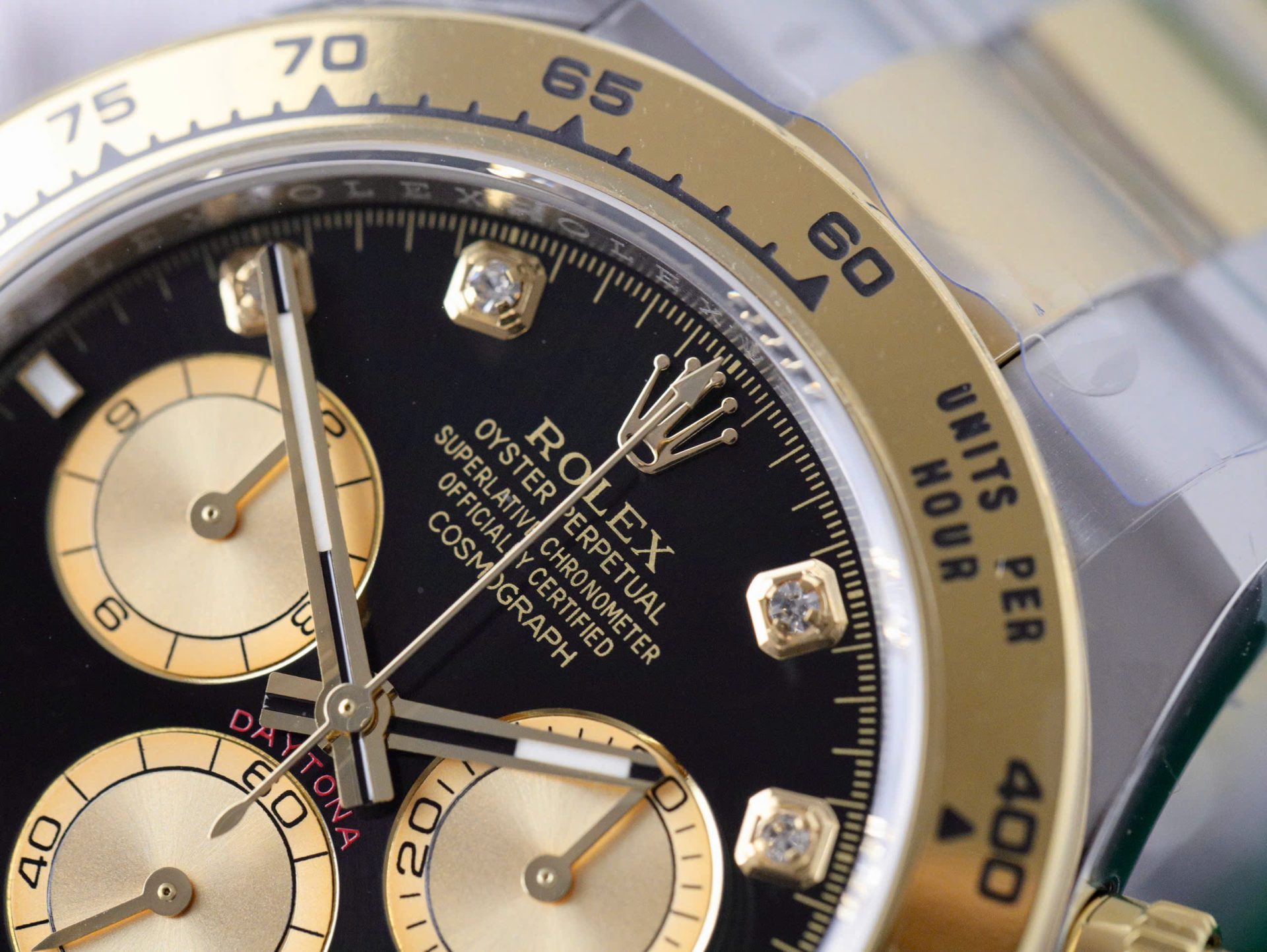 Rolex Daytona 126503 SS/YG Plated Black Dial CZ Diamonds 40mm Oyster Super Clone
