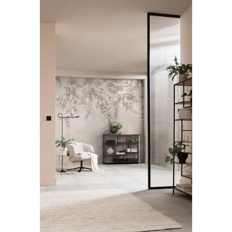 Komar fotobehang bamboe bladeren grijs en roze - 250 x 300 cm