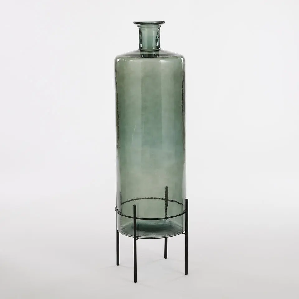 Mica Decorations Guan Glazen Fles - H75 x &Oslash;25 cm - Groen