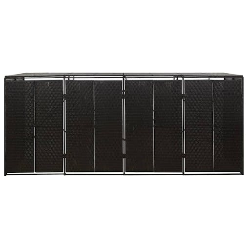 NNEVL Quadruple Wheelie Bin Shed Black 274x80x117 cm Poly Rattan