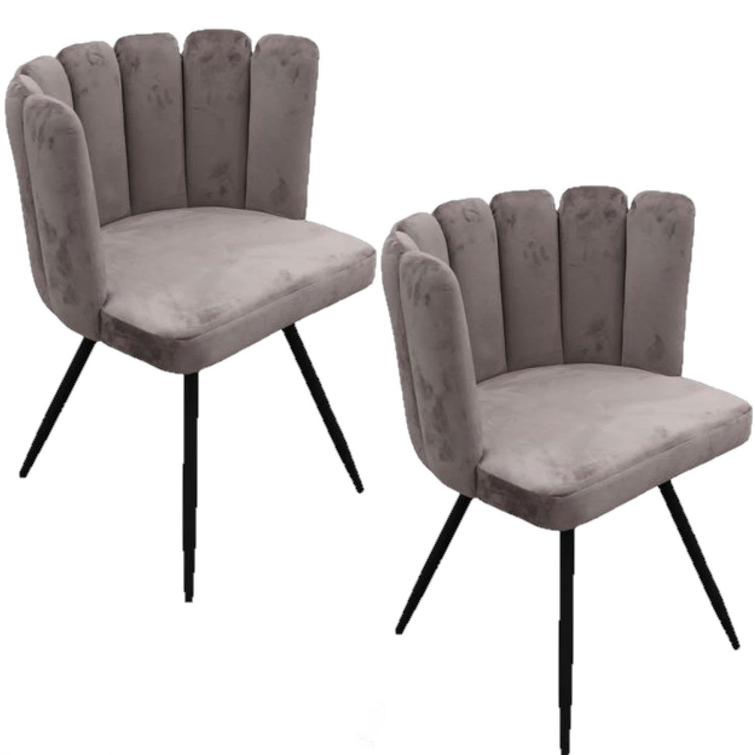 ARIEL - Lot de 2 chaises design effet velours gris