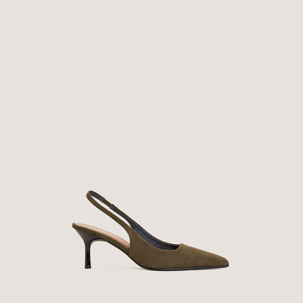 Escarpins à bouts pointusen velours kaki | DIAMANTINE