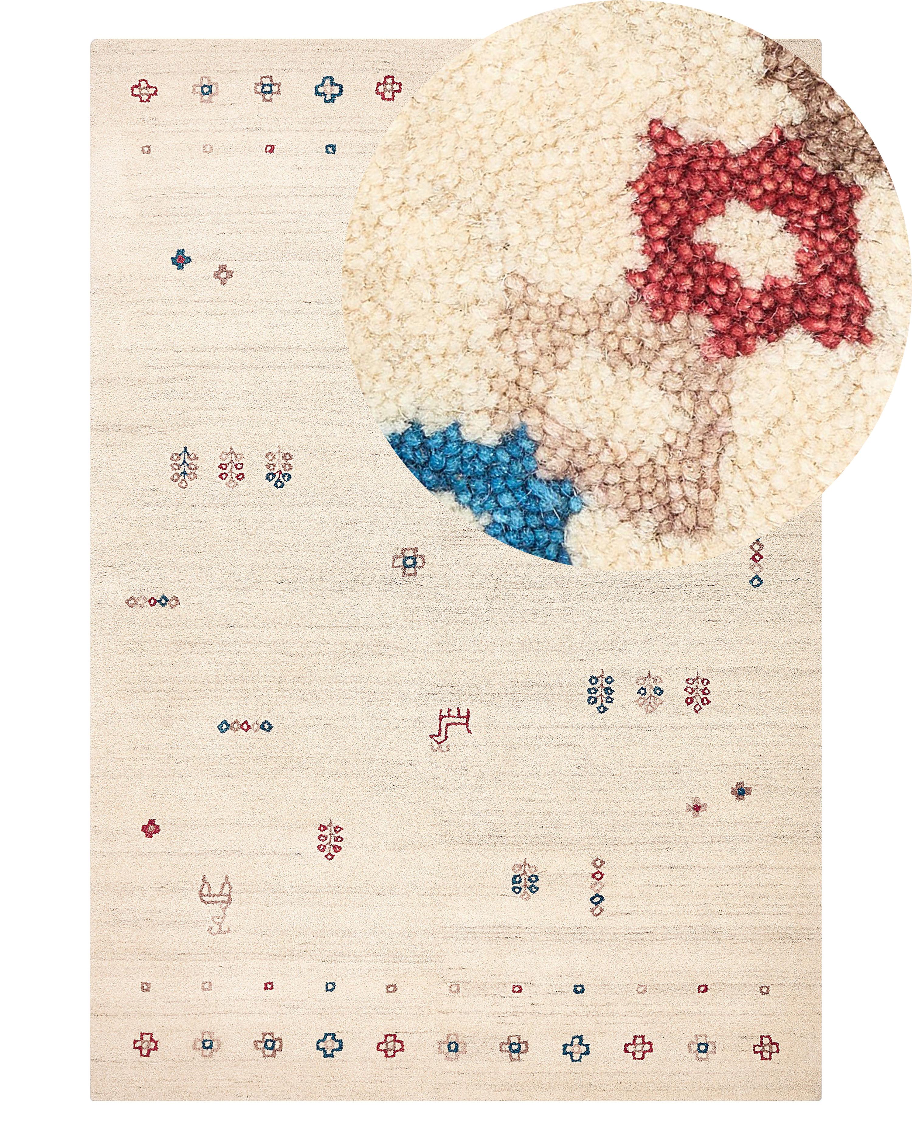 Rug SULUCA Beige 140 x 200 cm Wool Gabbeh