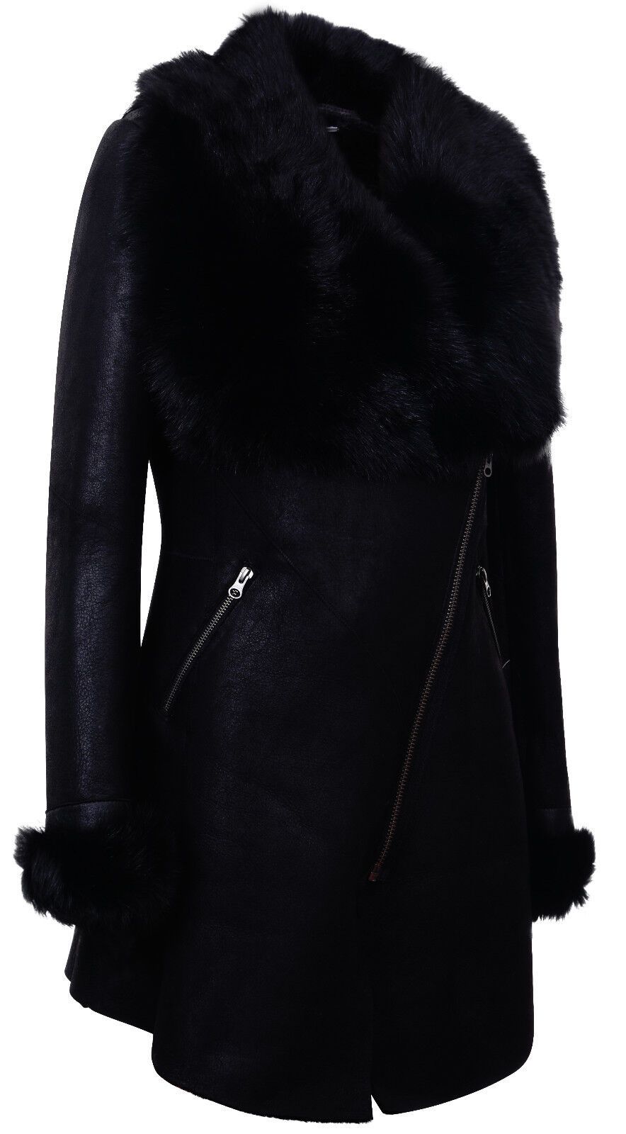Infinity Leather Merino Shearling Coat with Toscana Collar-Fortaleza