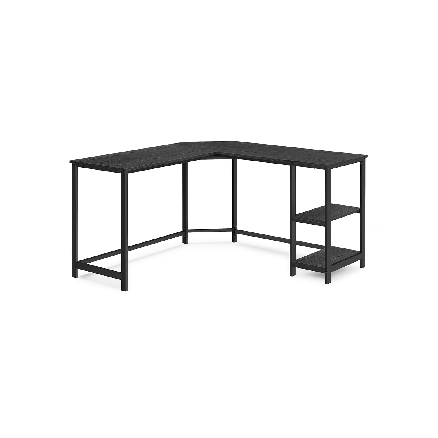 Bureau avec rangement en L blanc érable