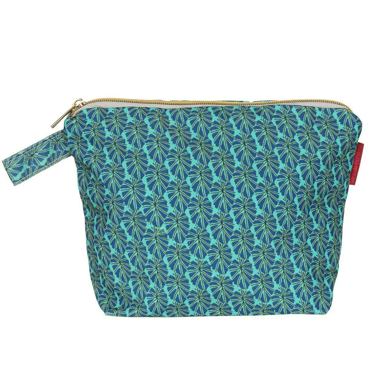 MOOREA - Pochette en toile outdoor imprimé graphique turquoise 19x28cm