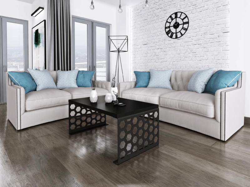 Stolik kawowy Plaster Miodu Nowoczesna Ława Loft Metal Czarny MiniPearl