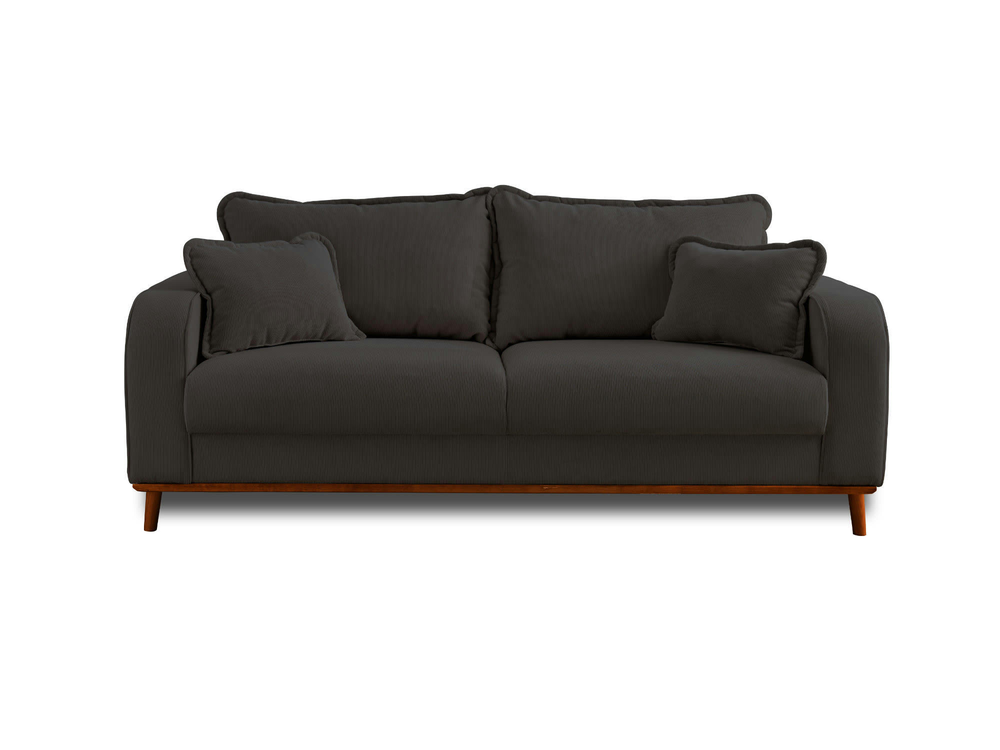 BILLIE - Canapé droit 3 places en velours côtelé gris foncé